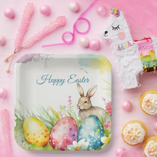 Osterhase mit drei Ostereiern Pappteller (Party)