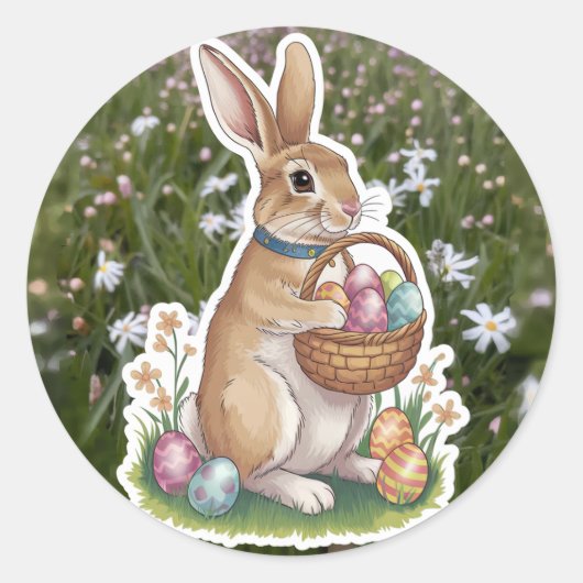 Osterhase mit Ei-Aufkleber Runder Aufkleber (Vorderseite)