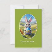 Osterhase mit Ei, Oval -  Einladung (Vorderseite)