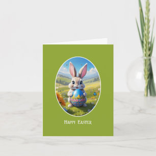 Osterhase mit Ei, Oval -  Karte
