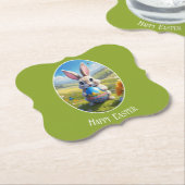 Osterhase mit Ei, Oval - Pappuntersetzer Untersetzer (angewinkelt)