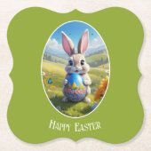 Osterhase mit Ei, Oval - Pappuntersetzer Untersetzer (Vorderseite)