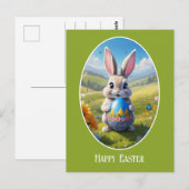 Osterhase mit Ei, Oval -  Postkarte (Vorne/Hinten)