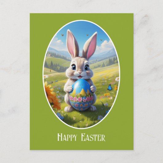 Osterhase mit Ei, Oval -  Postkarte (Vorderseite)