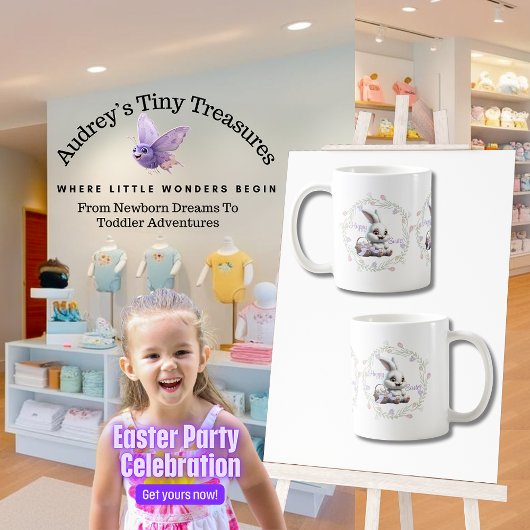 Osterhase mit Eierkörbe Kaffeepause Tasse