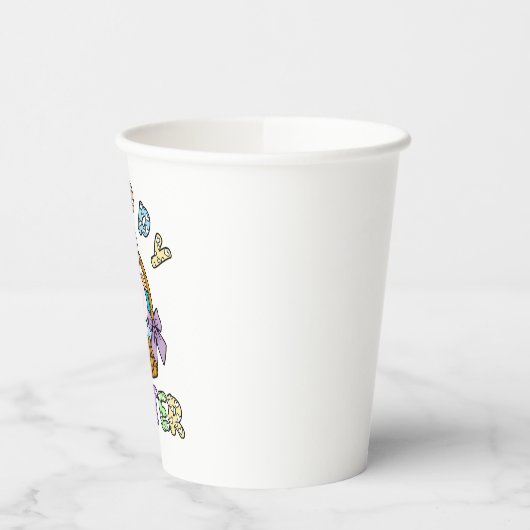 Osterhase mit Eierkörbe Pappbecher (Links)