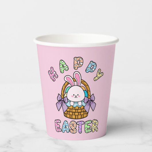 Osterhase mit Eierkörbe Pappbecher (Rückseite)