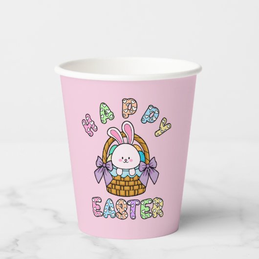 Osterhase mit Eierkörbe Pappbecher (Vorderseite)