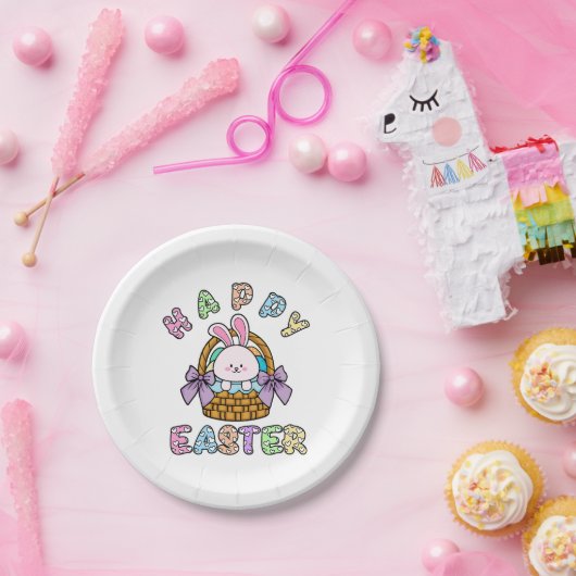 Osterhase mit Eierkörbe Pappteller (Party)