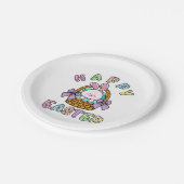 Osterhase mit Eierkörbe Pappteller (Schrägansicht)