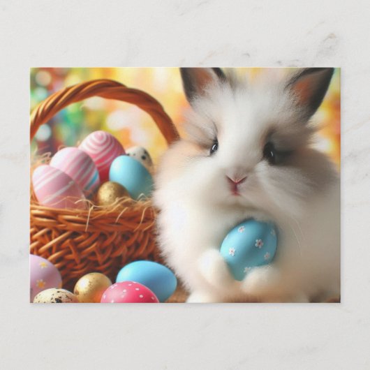 Osterhase mit Eiern Feiertagspostkarte (Vorderseite)
