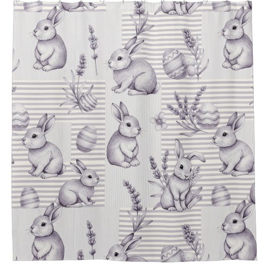 Osterhase mit Eiern Frühling Pastell-Muster (12) Duschvorhang (Vorderseite)
