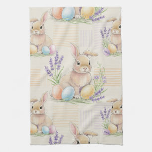 Osterhase mit Eiern Frühling Pastell-Muster (6) Geschirrtuch