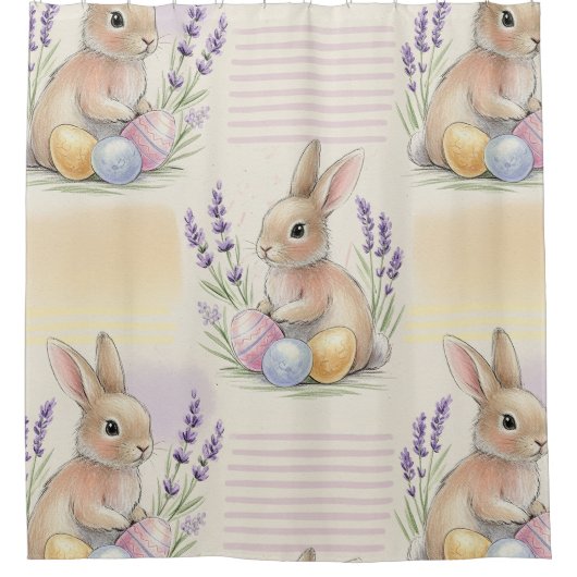 Osterhase mit Eiern Frühling Pastell-Muster (7) Duschvorhang (Vorderseite)