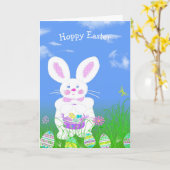 Osterhase mit Eiern Karte (Gelbe Blume)