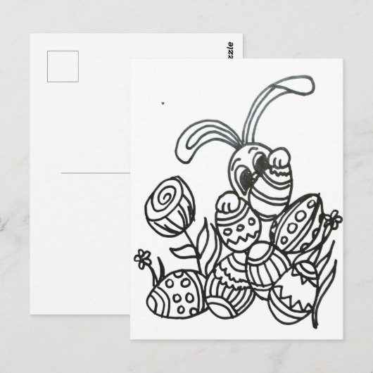 Osterhase mit Eiern Postkarte (Vorne/Hinten)