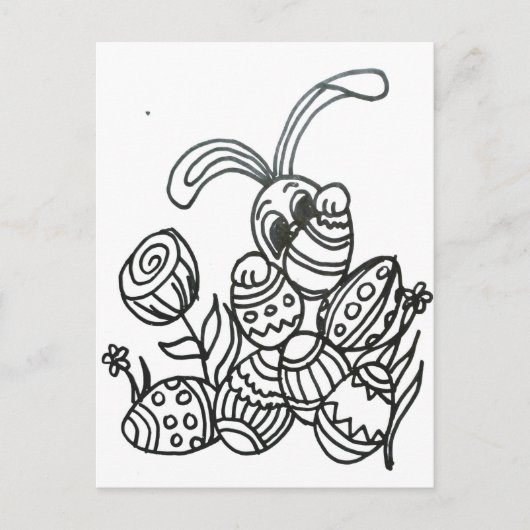 Osterhase mit Eiern Postkarte (Vorderseite)