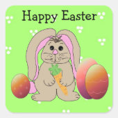 Osterhase mit Eiern Quadratischer Aufkleber (Vorderseite)