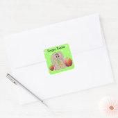 Osterhase mit Eiern Quadratischer Aufkleber (Umschlag)