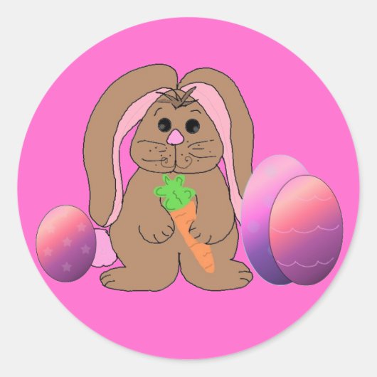 Osterhase mit Eiern Runder Aufkleber (Vorderseite)
