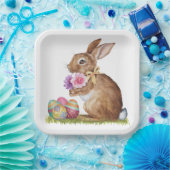 Osterhase mit Eiern und Blume Pappteller (Party)
