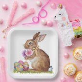 Osterhase mit Eiern und Blume Pappteller (Party)