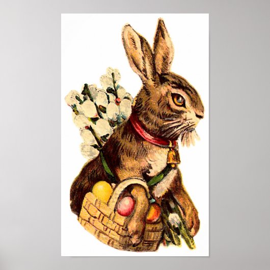 Osterhase mit Eiern und Blume Poster (Vorne)