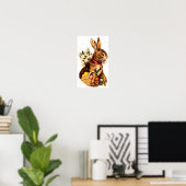 Osterhase mit Eiern und Blume Poster (Heimbüro)