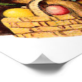 Osterhase mit Eiern und Blume Poster (Ecke)