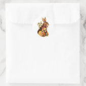 Osterhase mit Eiern und Blume Runder Aufkleber (Tasche)