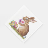 Osterhase mit Eiern und Blume Serviette (Ecke)