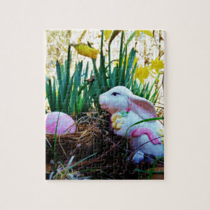Osterhase mit einem rosa Ei Puzzle