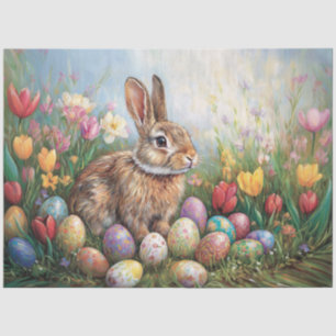 Osterhase mit farbenfrohen Tulpen Entdeckungsreise Seidenpapier