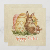 Osterhase mit farbigen Eiern Aquarellkarte (Vorne/Hinten)