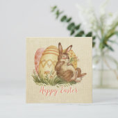 Osterhase mit farbigen Eiern Aquarellkarte (Stehend Vorderseite)