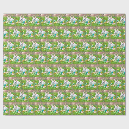 Osterhase mit farbigen Eiern Geschenkpapier (Flach)