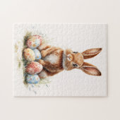 Osterhase mit farbigen Eiern Puzzle (Horizontal)