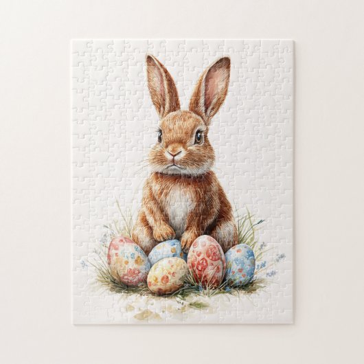 Osterhase mit farbigen Eiern Puzzle (Vertikal)