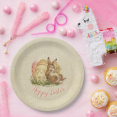 Osterhase mit farbigen Eiern Wasserfarbe Pappteller (Party)