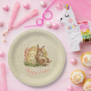 Osterhase mit farbigen Eiern Wasserfarbe Pappteller