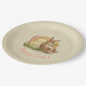 Osterhase mit farbigen Eiern Wasserfarbe Pappteller (Schrägansicht)