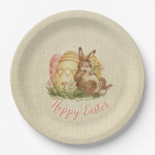 Osterhase mit farbigen Eiern Wasserfarbe Pappteller (Vorderseite)