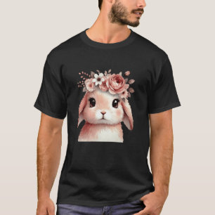 Osterhase mit floraler Blumenkrone Mädchen Frauen T-Shirt