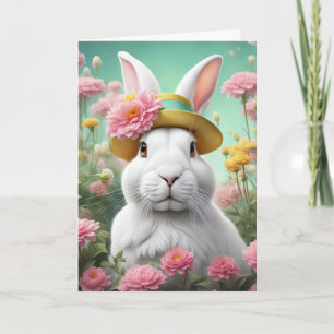 Osterhase mit Frühlingshut Karte