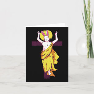 Osterhase mit Halo am Kreuz Karte