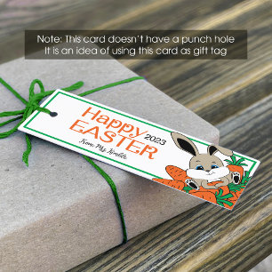Osterhase mit Karotten-Anhänger (1x3 Zoll) Mini Visitenkarte