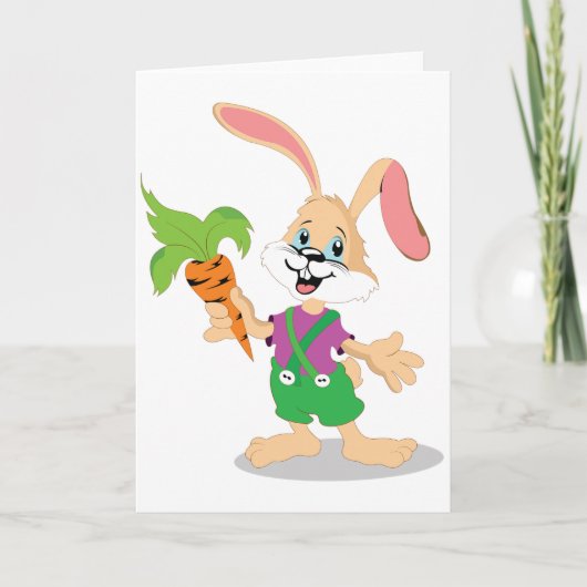 Osterhase mit Karottengrubenkarten Feiertagskarte (Vorderseite)