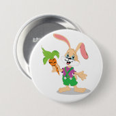 Osterhase mit Karottenknopf Button (Vorne & Hinten)