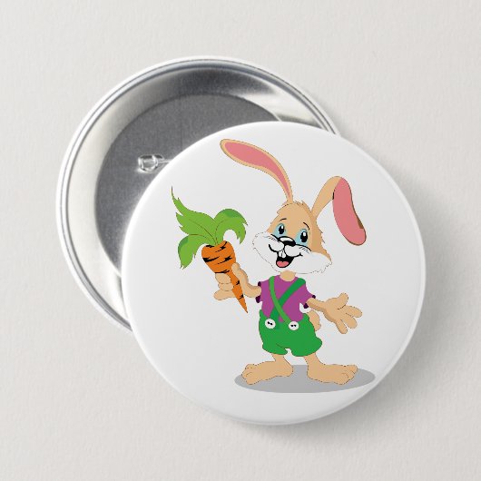 Osterhase mit Karottenknopf Button (Vorne & Hinten)
