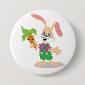 Osterhase mit Karottenknopf Button (Vorderseite)